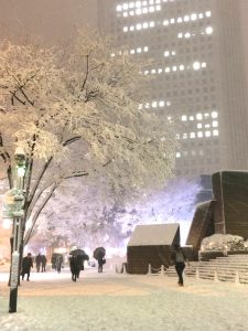 雪　新宿駅付近